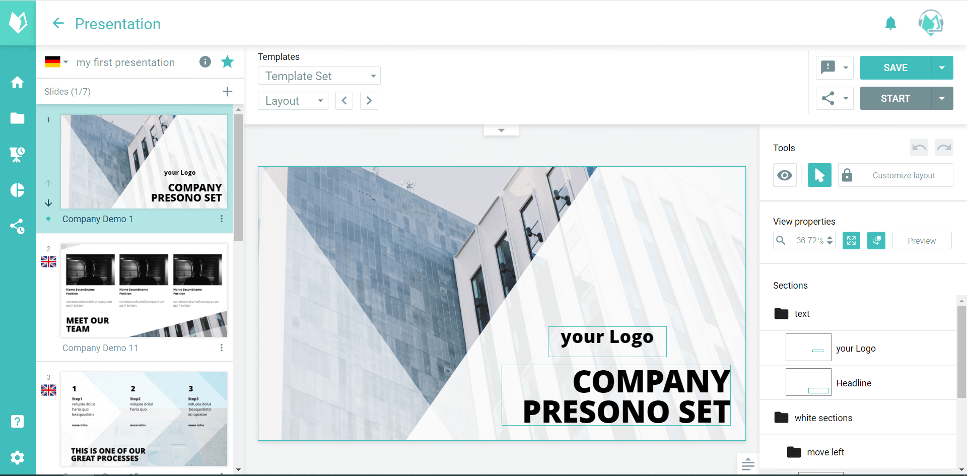 Presentation software presono